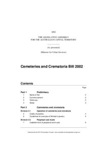2002 THE LEGISLATIVE ASSEMBLY FOR THE AUSTRALIAN CAPITAL TERRITORY (As presented) (Minister for Urban Services)