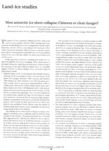 Land-ice studies West antarctic ice sheet collapse: Chimera or clear danger? RICHARD B. ALLEY, Earth System Science Center and Department of Geosciences, Pennsylvania State University, University Park, Pennsylvania 16802