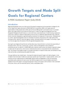 Growth Targets and Mode Split Goals for Regional Centers: A PSRC Guidance Paper (July 2014)