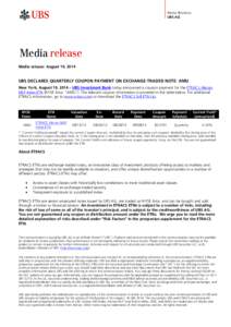 Media Relations UBS AG Media release Media release: August 19, 2014