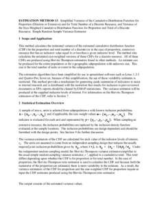 Sampling / Survey methodology / Estimation theory / Variance / Horvitz–Thompson estimator / Estimator / Empirical distribution function / Sample size determination / Mean / Statistics / Statistical inference / Data analysis