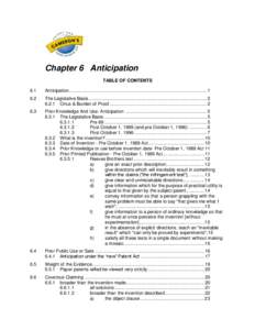 Chapter 6 Anticipation TABLE OF CONTENTS 6.1 Anticipation .......................................................................................................... 1