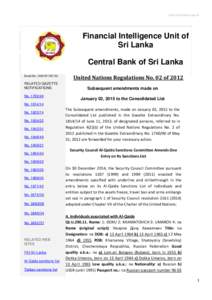 http://fiusrilanka.gov.lk  Financial Intelligence Unit of Sri Lanka Central Bank of Sri Lanka Email No. UNSCR1267/32