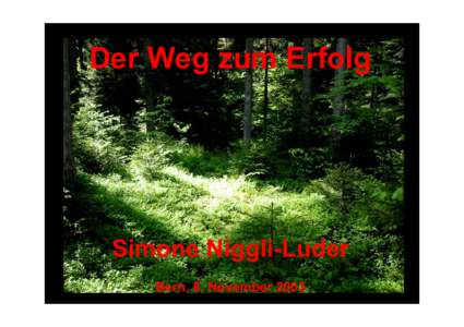 Der Weg zum Erfolg  Simone Niggli-Luder Bern, 8. November 2003  Simone Niggli-Luder