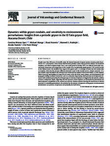 Journal of Volcanology and Geothermal Research[removed]–55  Contents lists available at ScienceDirect Journal of Volcanology and Geothermal Research journal homepage: www.elsevier.com/locate/jvolgeores