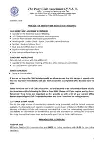 The Pony Club Association Of N.S.W. Office 7, 25 Victoria Street Wollongong NSW 2500 Phone: ([removed]Fax: ([removed]Email: [removed] Correspondence to: PO Box 2085 Wollongong NSW[removed]October 2014