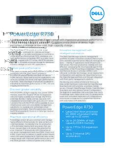 PowerEdge R730 A highly versatile, two-socket 2U rack server with impressive processor performance, a large memory footprint, extensive I/O options and a choice of dense, highperformance storage or low-cost, high-capacit