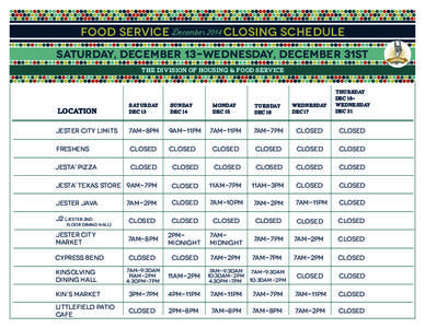 DHFS December 2014 Closing Schedule