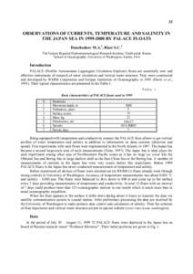 33  OBSERVATIONS OF CURRENTS, TEMPERATURE AND SALINITY IN THE JAPAN SEA INBY PALACE FLOATS Danchenkov M.A.1, Riser S.C.2 1