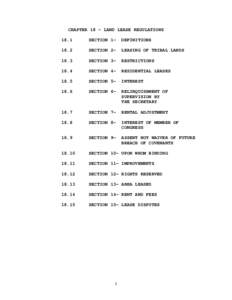 Red Cliff Band of Lake Superior Chippewa Indians, Code of Laws, Ch. 18. Land Lease Regulations