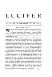 LUCIFER V o l. I I I . LONDON, SEPTEMBER 1 5 ™ ,  1888.