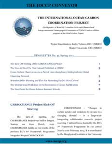 THE IOCCP CONVEYOR THE INTERNATIONAL OCEAN CARBON COORDINATION PROJECT A joint project of Scientific Committee on Oceanic Research and