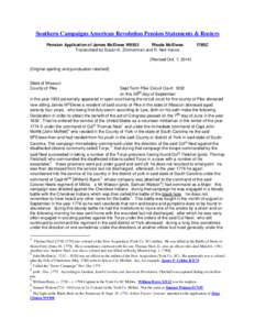 Southern Campaigns American Revolution Pension Statements & Rosters Pension Application of James McElwee W9553 Rhoda McElwee Transcribed by Susan K. Zimmerman and R. Neil Vance  f79SC