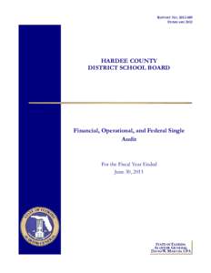 REPORT NOFEBRUARY 2012 HARDEE COUNTY DISTRICT SCHOOL BOARD