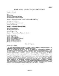 §[removed]Part[removed]Standards Applicable to Transporters of Hazardous Waste Subpart A - General Sec[removed]Scope[removed]EPA Identification Numbers.