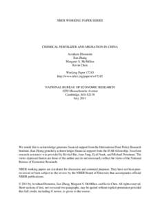 NBER WORKING PAPER SERIES  CHEMICAL FERTILIZER AND MIGRATION IN CHINA Avraham Ebenstein Jian Zhang Margaret S. McMillan