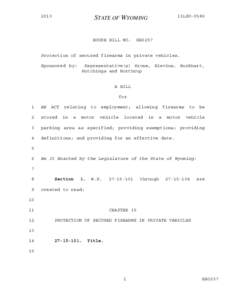 2013 General Session - Introduced Version - HB0257 - Protection of secured firearms in private vehicles.