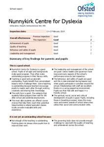 School report  Nunnykirk Centre for Dyslexia