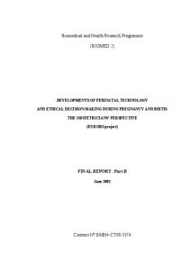 Development of perinatal technology and ethical decision-making during pregnancy and birth: the obstetricians' perspective