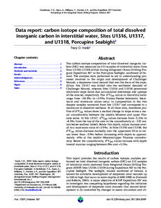 Ferdelman, T.G., Kano, A., Williams, T., Henriet, J.-P., and the Expedition 307 Scientists Proceedings of the Integrated Ocean Drilling Program, Volume 307 Data report: carbon isotope composition of total dissolved inorg