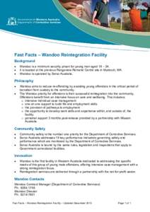 Fast Facts – Wandoo Reintegration Facility