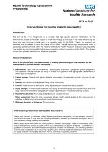 Interventions for painful diabetic neuropathy