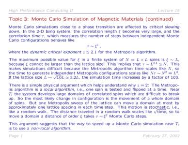 Monte Carlo methods / Lattice models / Mathematics / Swendsen–Wang algorithm / Ising model / Wolff algorithm / Percolation theory / Cluster labeling / K-nearest neighbor algorithm / Physics / Statistical mechanics / Probability and statistics