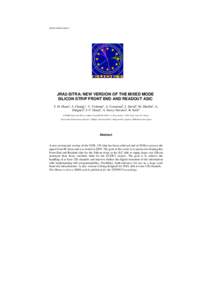 EUDET-MEMOJRA2-SiTRA: NEW VERSION OF THE MIXED MODE SILICON STRIP FRONT END AND READOUT ASIC T. H. Phama, A. Charpya, C. Ciobanua, A. Comermab, J. Davida, M. Dhellota, A. Diéguezb, J. F. Genata, A. Savoy Navar