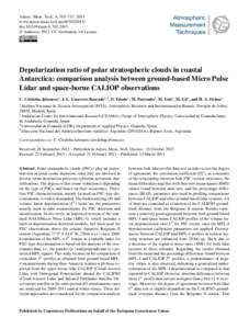 LIDAR / Robotic sensing / CALIPSO / Polar stratospheric cloud / Ozone depletion / Depolarization ratio / Earth / Meteorology / Atmospheric sciences