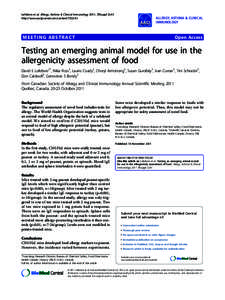 Lefebvre et al. Allergy, Asthma & Clinical Immunology 2011, 7(Suppl 2):A1 http://www.aacijournal.com/content/7/S2/A1 ALLERGY, ASTHMA & CLINICAL IMMUNOLOGY