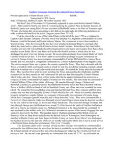 Southern Campaign American Revolution Pension Statements Pension application of Henry Moore S2851 fn15NC Transcribed by Will Graves State of Tennessee, Bedford County: November sessions 1832 On this 6th day of November 1