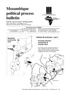 Mozambique political process bulletin Issue 48 – part 3 of 3 parts - 22 February 2011 Editor: Joseph Hanlon () Material may be freely reprinted. Please cite the Bulletin.