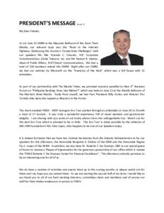 PRESIDENT’S MESSAGE  (Issue 7) My Dear Friends,