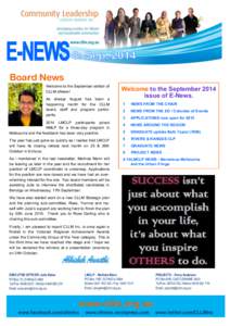 Board News Welcome to the September edition of CLLM eNews! As always August has been a happening month for the CLLM