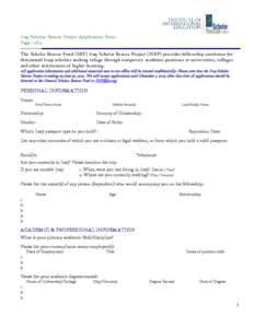 Iraq Scholar Rescue Project Application Form Page 1 of 5 The Scholar Rescue Fund (SRF) Iraq Scholar Rescue Project (ISRP) provides fellowship assistance for threatened Iraqi scholars seeking refuge through temporary acad