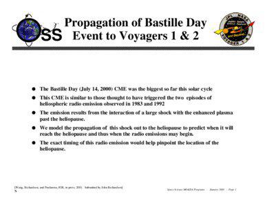 Space plasmas / Voyager program / Plasma physics / United States / Heliosphere / Voyager 1 / Voyager 2 / Solar wind / Bastille Day event / Spacecraft / Spaceflight / Astronomy