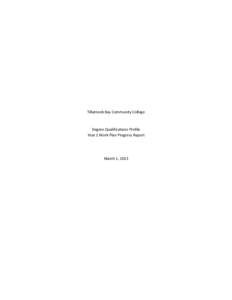 Tillamook Bay Community College  Degree Qualifications Profile Year 1 Work Plan Progress Report  March 1, 2013