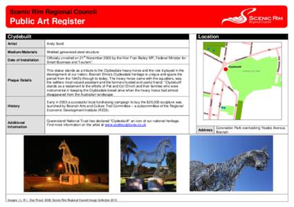Scenic Rim Regional Council  Public Art Register Clydebuilt  Location