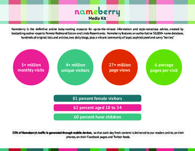 nameberry Media Kit Nameberry is the definitive online baby-naming resource for up-to-the-minute information and style-conscious advice, created by bestselling author-experts Pamela Redmond Satran and Linda Rosenkrantz. 