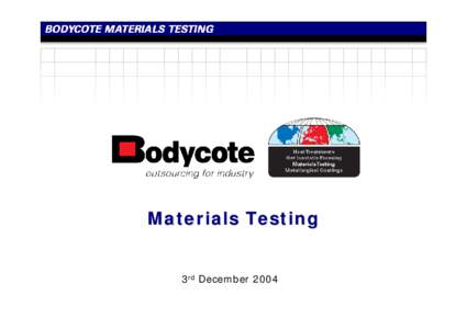 Materials Testing 3rd December 2004 1. Introduction  FORMAT