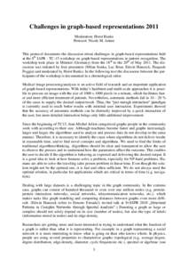 Challenges in graph-based representations 2011 Moderation: Horst Bunke Protocol: Nicole M. Artner This protocol documents the discussion about challenges in graph-based representations held at the 8th IAPR - TC-15 worksh