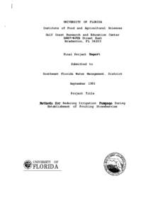 UNIVERSITY OF FLORIDA Institute of Food and Agricultural Sciences Gulf Coast Research and Education Center 5007-60th Street East Bradenton, FL 34203