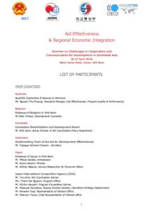 MPI  Aid Effectiveness & Regional Economic Integration Seminar on Challenges in Cooperation and Communication for Development in Southeast Asia