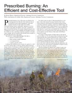 Prescribed Burning: An Efficient and Cost-Effective Tool By Benji Elmore, Registered Forester, Alabama Forestry Commission With contributions by Arthur Hitt, Registered Forester, Alabama Forestry Commission  P