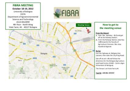 FIBRA MEETING October 18-19, 2012 University of Bologna DISTA Department of Agroenvironmental Science and Technology