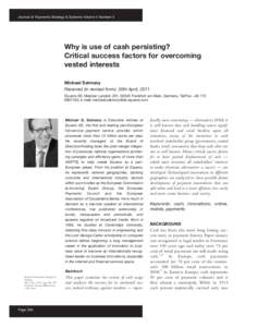 Salmony:JSC page.qxd[removed]:15 Page 246  Journal of Payments Strategy & Systems Volume 5 Number 3 Why is use of cash persisting? Critical success factors for overcoming