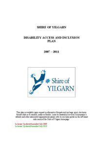 SHIRE OF YILGARN  DISABILITY ACCESS AND INCLUSION