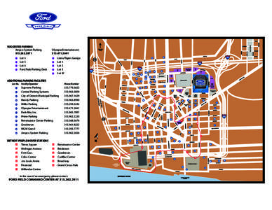 Economy of Detroit /  Michigan / National Register of Historic Places in Michigan / Detroit River / Detroit People Mover / Greektown Historic District / Cobo Center / Parking / Millender Center Apartments / Renaissance Center / Michigan / Culture of Detroit /  Michigan / Metro Detroit