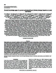 894 The Journal of Experimental Biology 213,  © 2010. Published by The Company of Biologists Ltd doi:jebCrucial knowledge gaps in current understanding of climate change impacts on coral