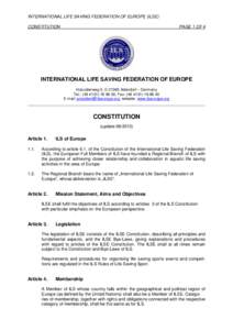 INTERNATIONAL LIFE SAVING FEDERATION OF EUROPE (ILSE) CONSTITUTION PAGE 1 OF 4  INTERNATIONAL LIFE SAVING FEDERATION OF EUROPE